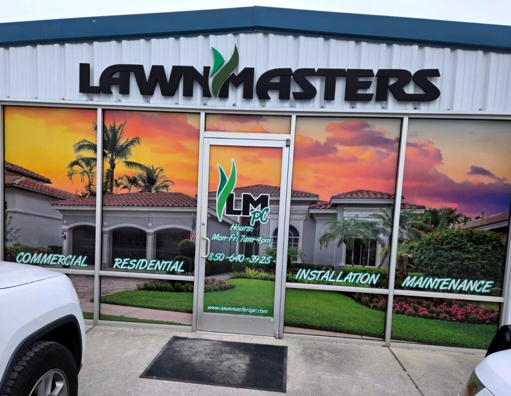 The front of the Lawnmasters building in Panama City, Florida.